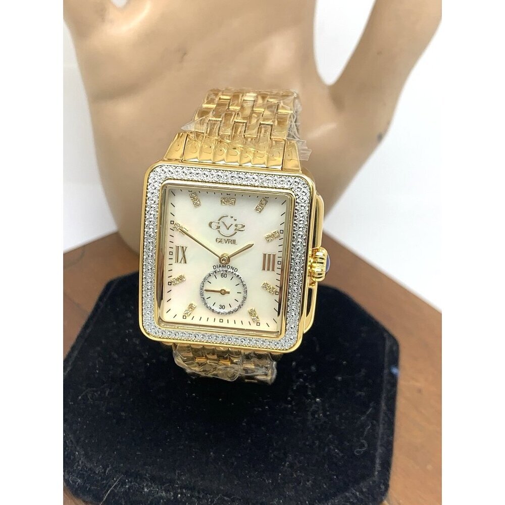 GV2 by Gevril Women's Watch 9256 Swiss Quartz Mother of Pearl Dial Gold Steel